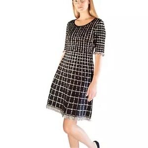 Taylor Black and White Grid Midi Dress